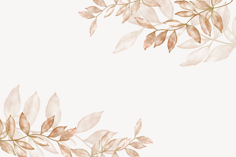 Brown leaf border background, aesthetic design psd