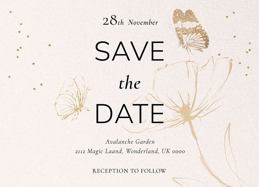 Wedding RSVP invitation card template, editable design psd