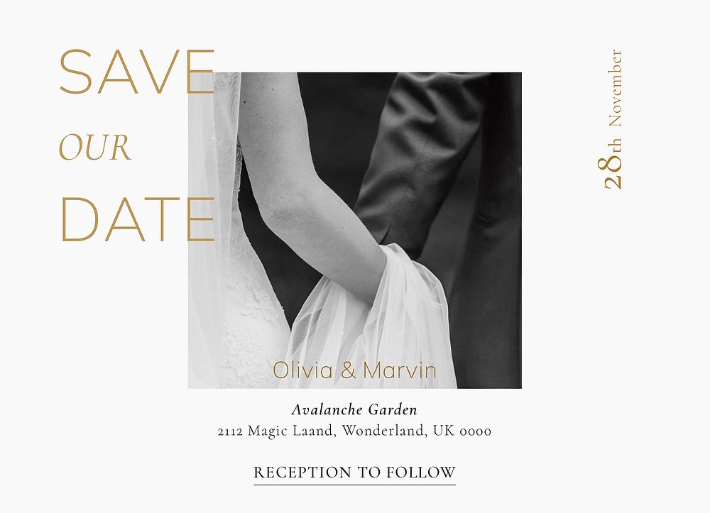 Wedding RSVP invitation card template, editable design psd
