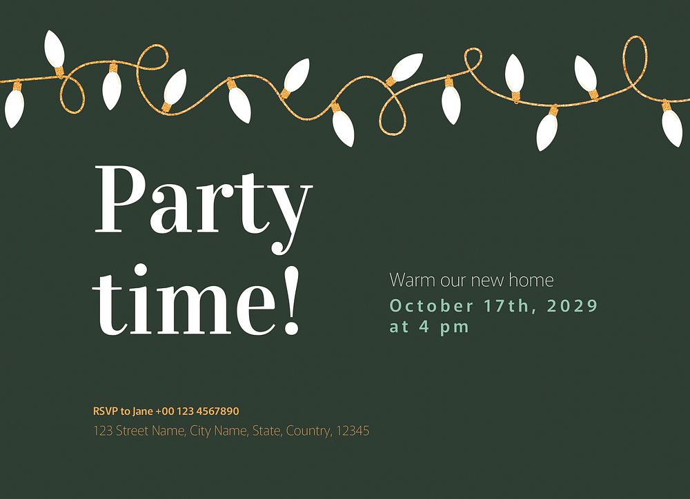 Housewarming party invitation card template, editable design psd