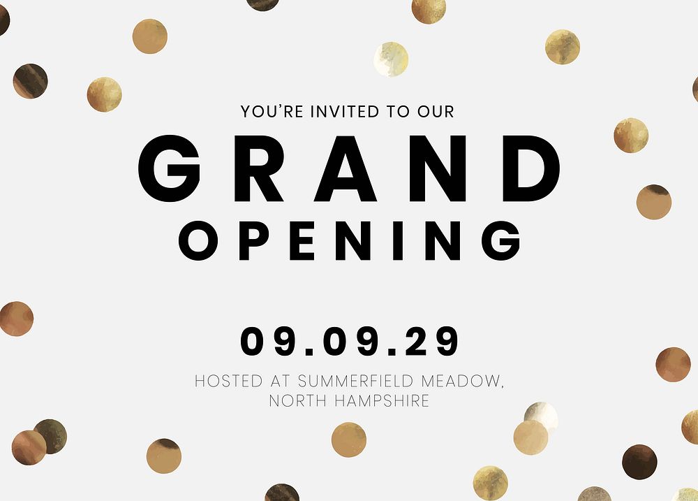 Grand opening invitation card template, editable design vector