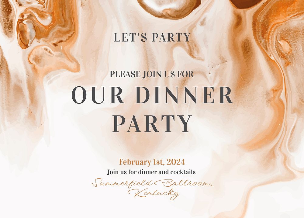 Dinner party invitation card template, editable design vector