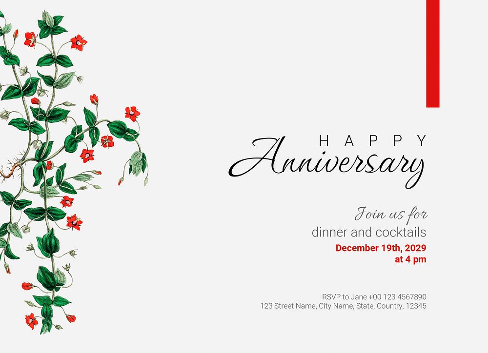 Anniversary party invitation card template, editable design psd