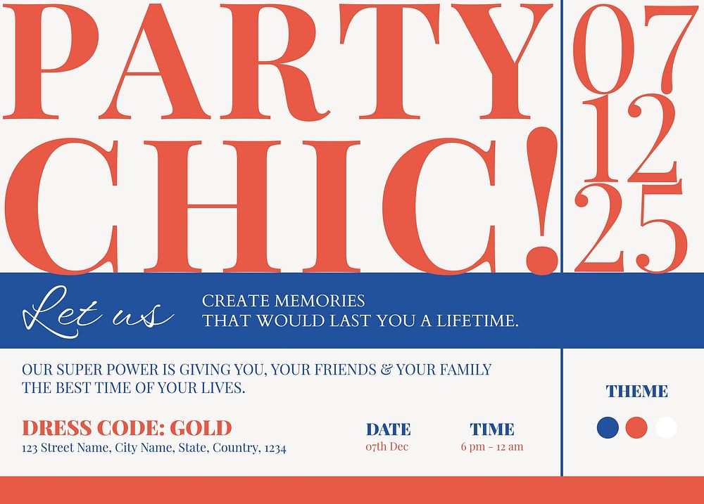 Colorful party invitation card template, editable design vector