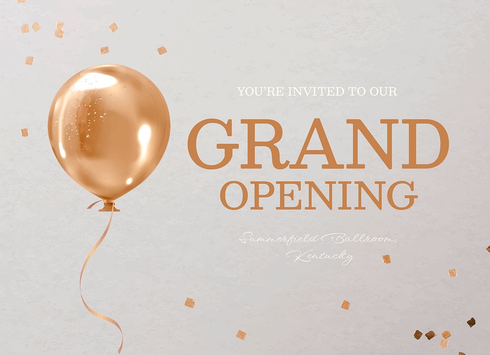 Grand opening invitation card template, editable design psd