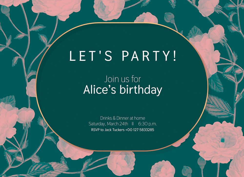 Birthday party invitation card template, editable design psd