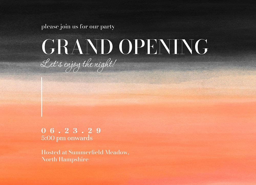 Grand opening invitation card template, editable design psd