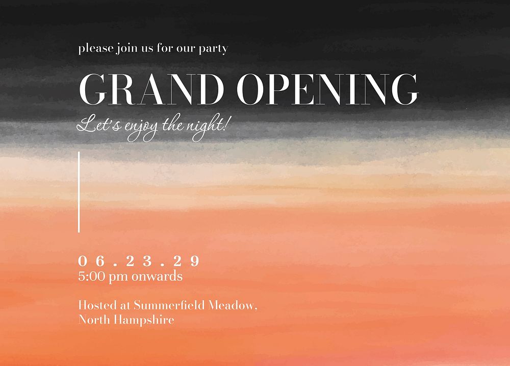 Grand opening invitation card template, editable design vector