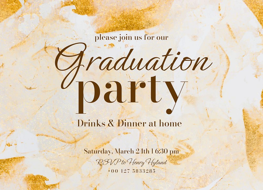 Graduation party invitation card template, editable design psd
