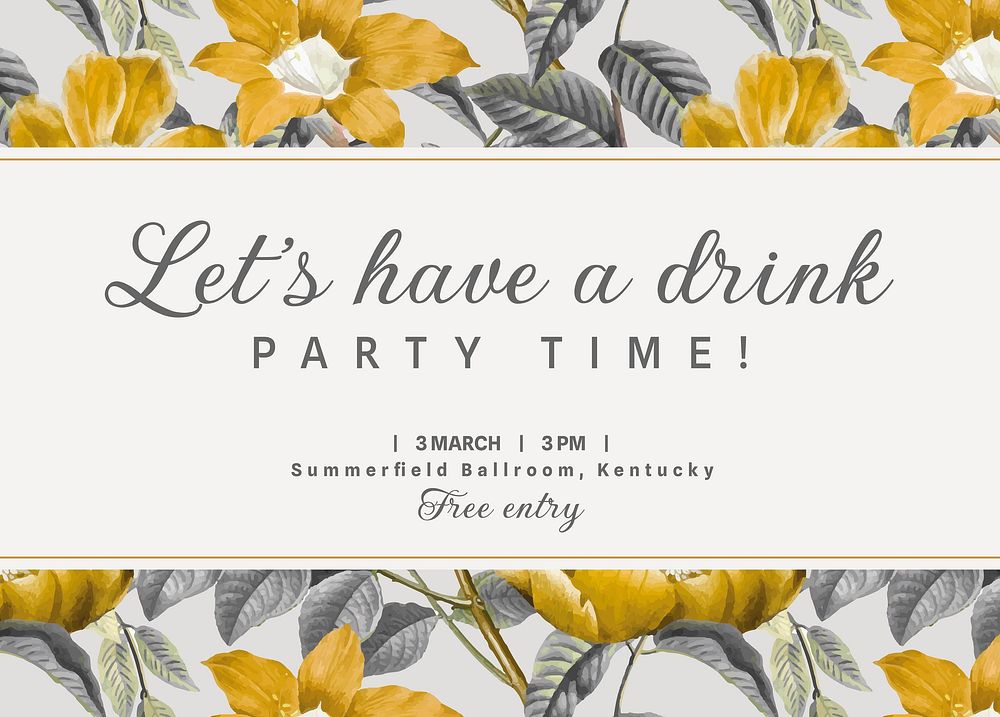 Spring party invitation card template, editable design vector
