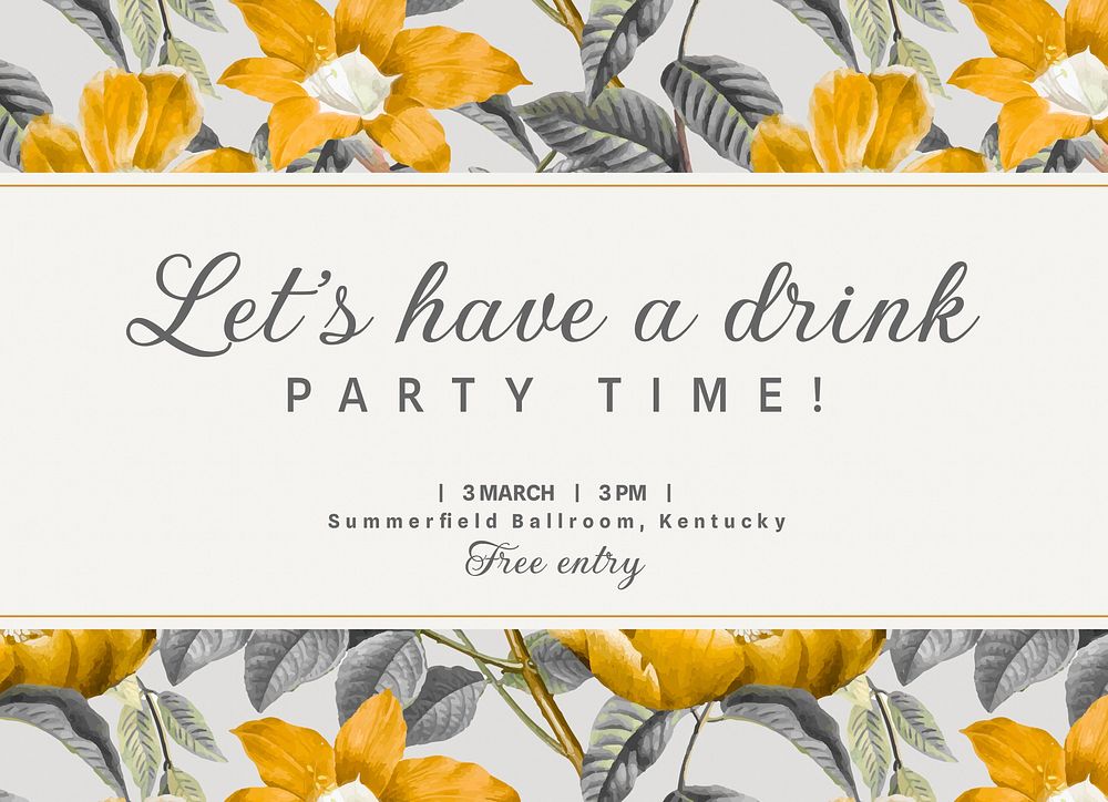Spring party invitation card template, editable design psd