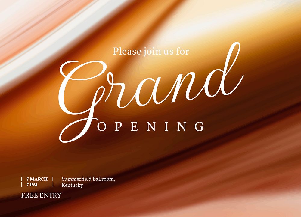 Grand opening invitation card template, editable design psd