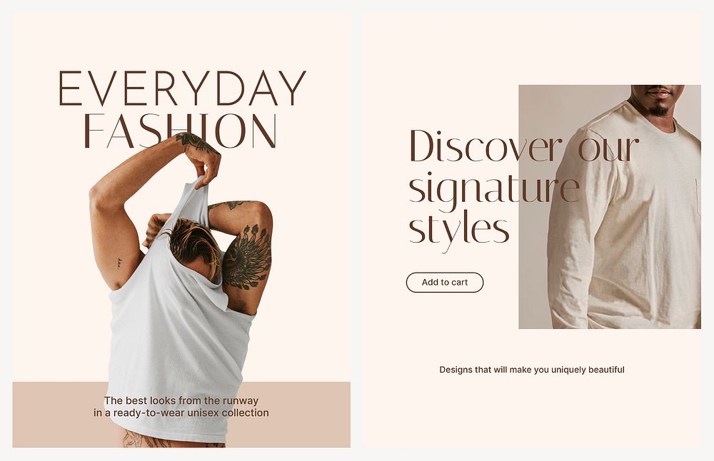 Men's fashion flyer editable template, minimal dual set psd