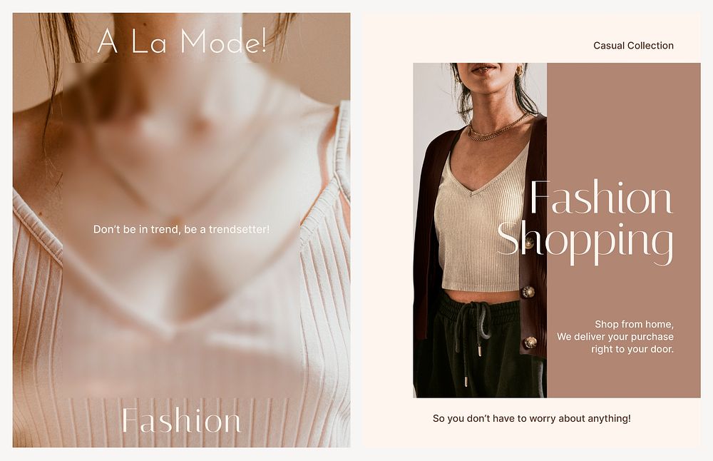Women's fashion flyer editable template, minimal dual set psd