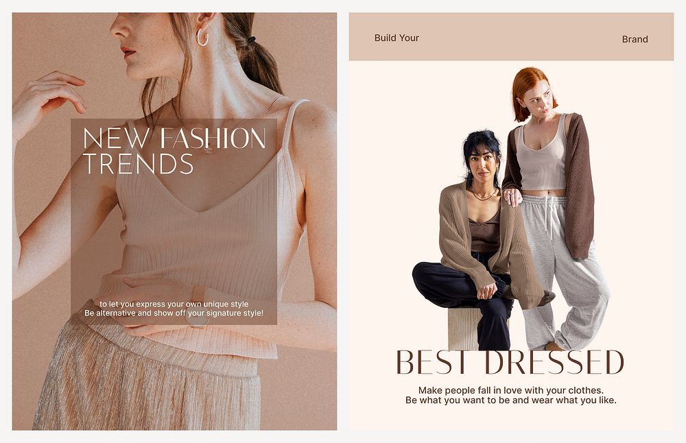 Women's fashion flyer editable template, minimal dual set psd