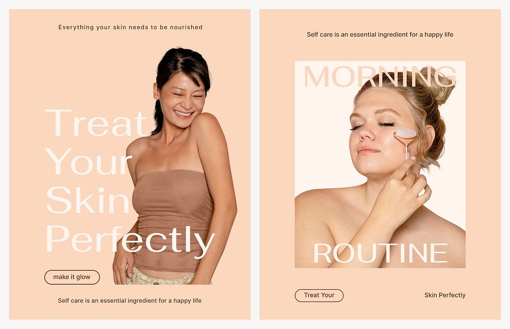 Beauty business flyer editable template, skincare dual set psd
