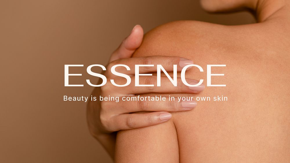 Beauty aesthetic blog banner template, essence text vector