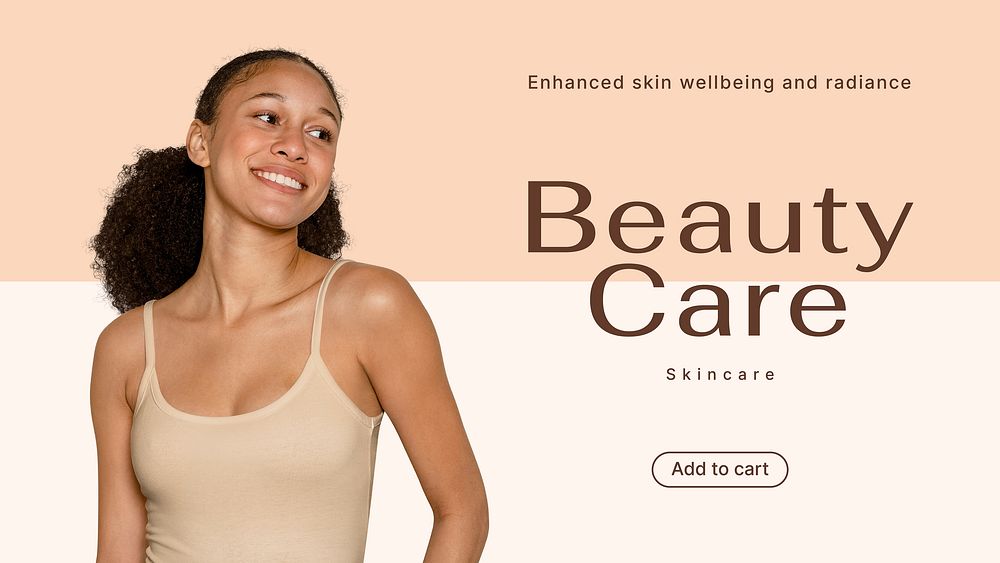 Beauty care blog banner template, minimal skincare ad vector