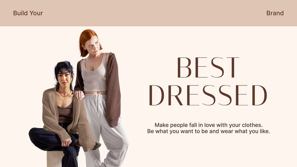 Women's loungewear PowerPoint editable template, fashion ad vector