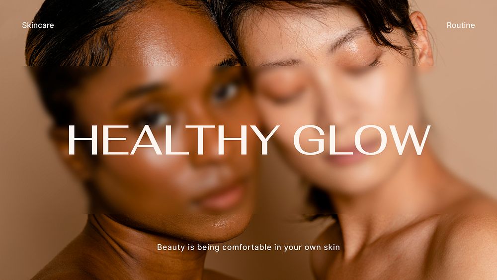 Glowy skin YouTube thumbnail template, skincare ad vector