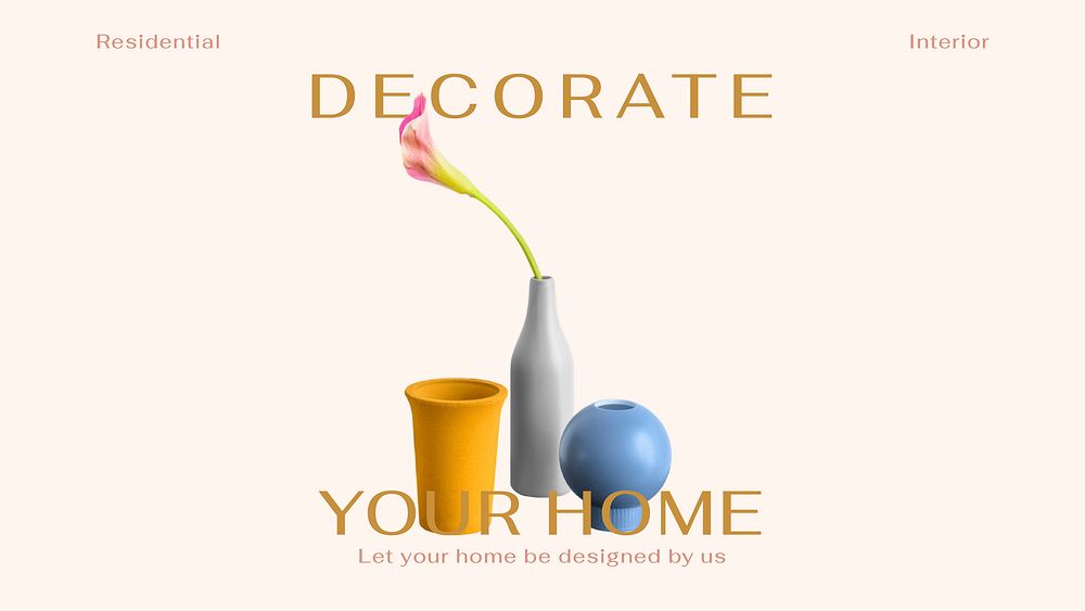 Home decoration presentation editable template, minimal design vector