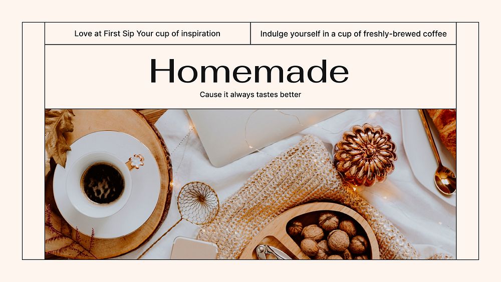Homemade coffee presentation editable template, cozy aesthetic vector