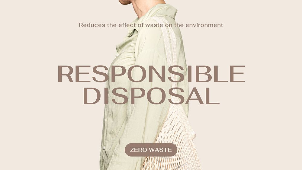 Responsible disposal PowerPoint editable template, zero waste campaign vector
