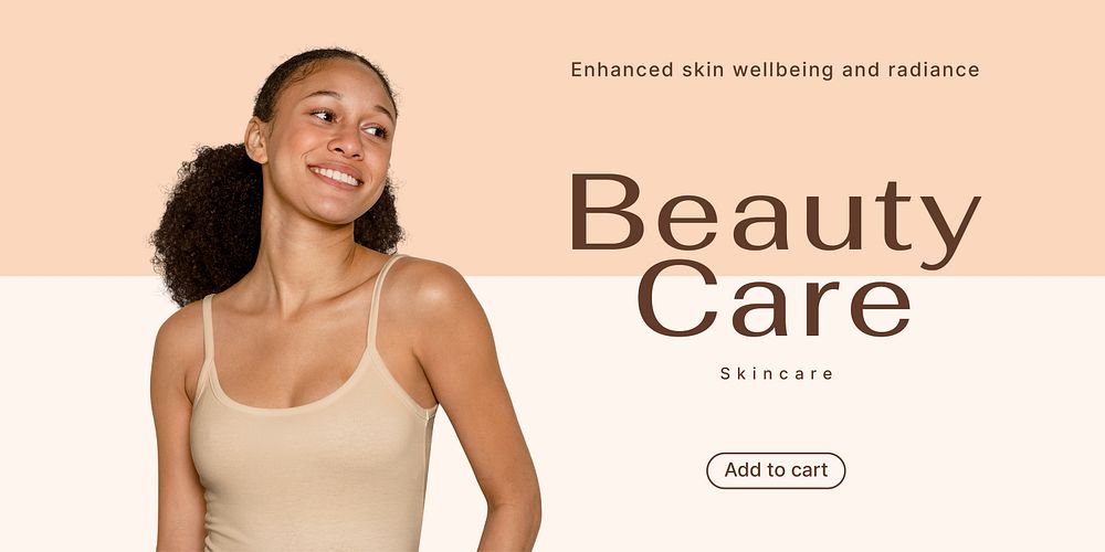 Beauty care Twitter post template, minimal skincare ad vector