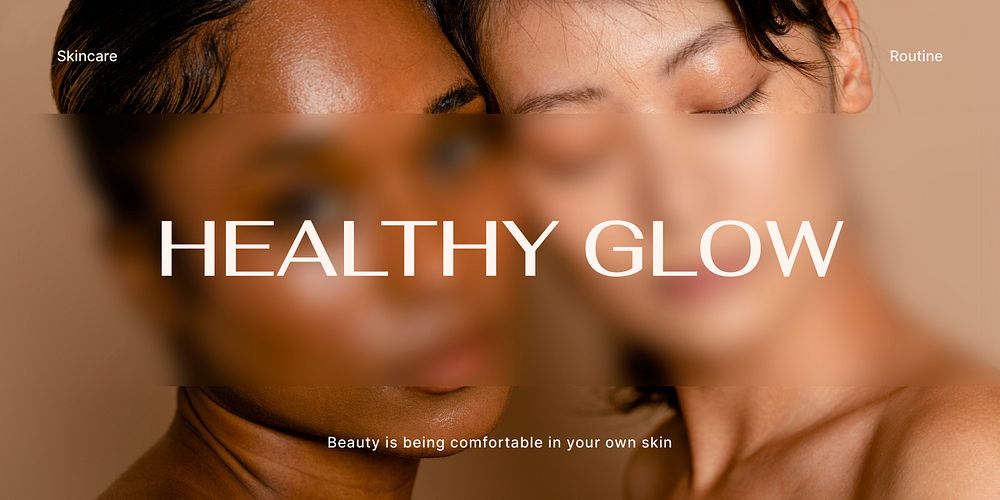 Glowy skin Twitter post template, skincare ad vector