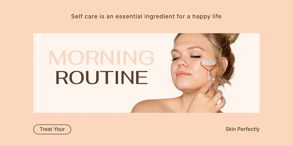 Morning routine Twitter post template, beauty care vector