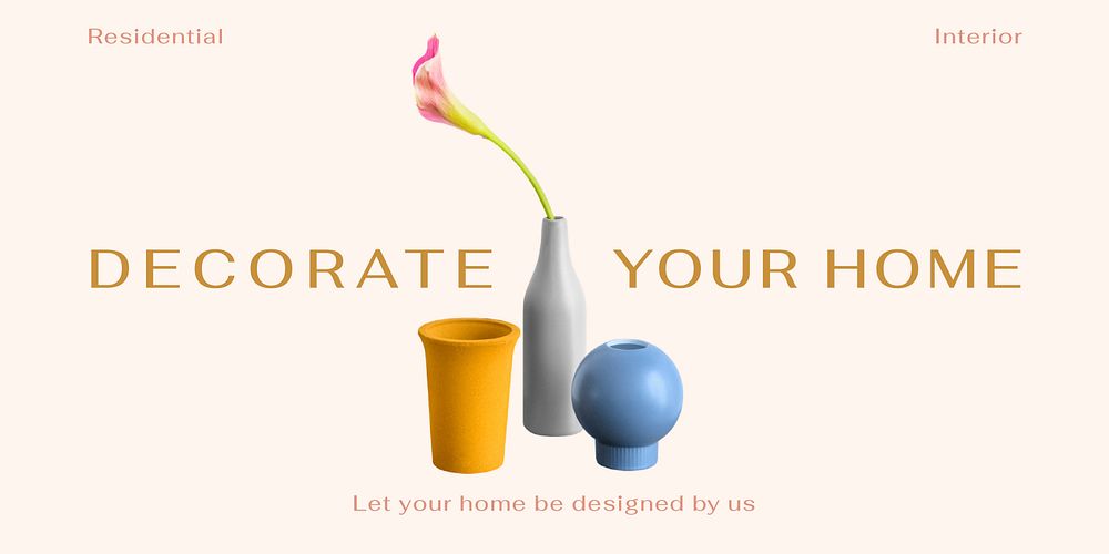 Home decoration Twitter post template, minimal design vector