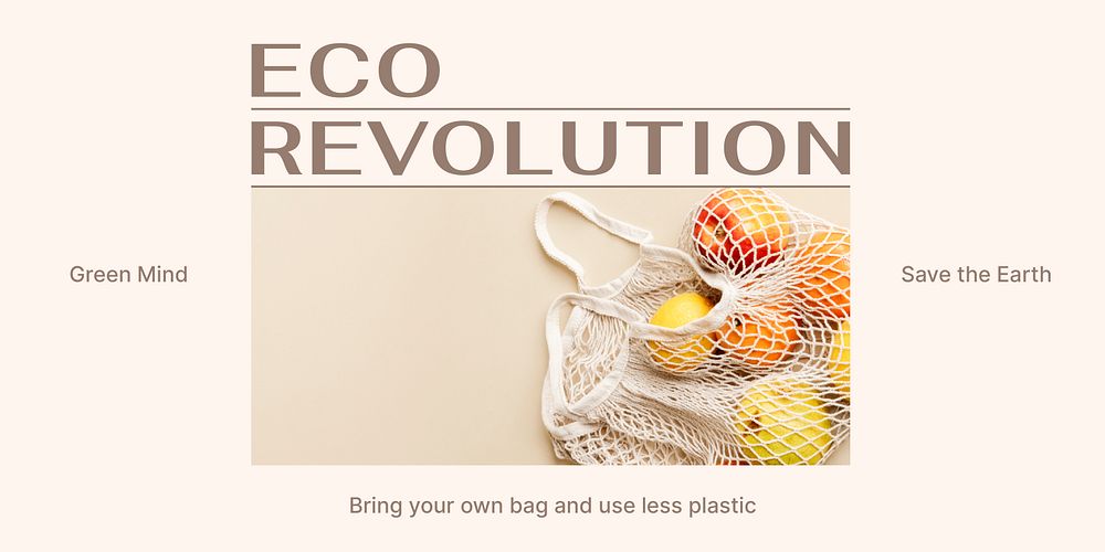 Eco revolution Twitter post template, sustainable business ad vector