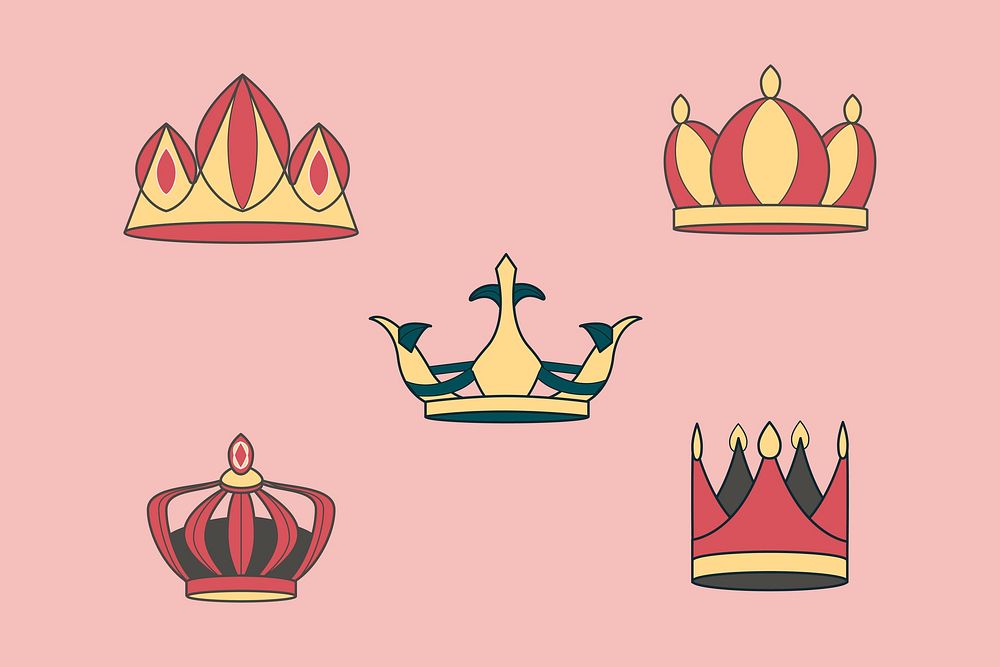 Colorful luxurious crowns vector collection