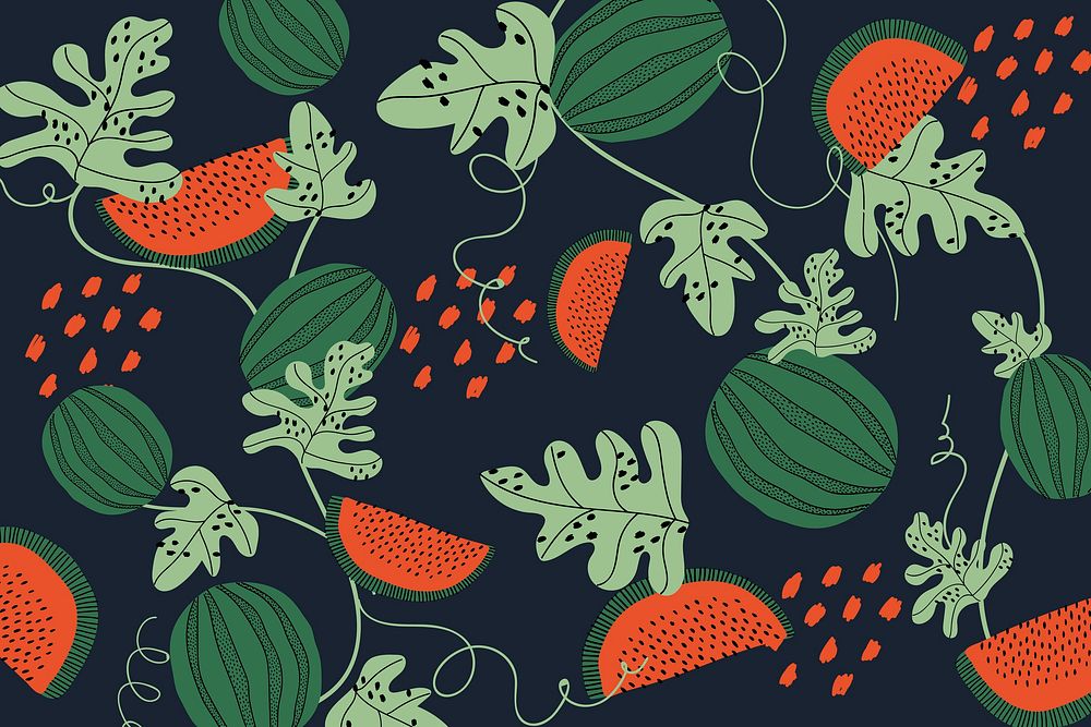 Aesthetic watermelon background, tropical fruit illustration