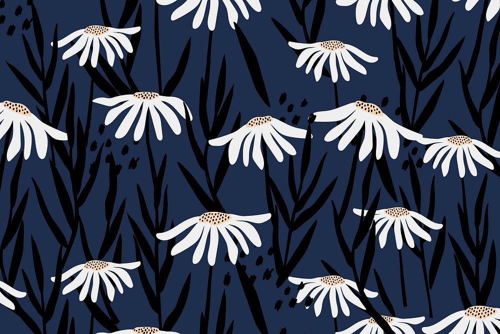 White flower background, botanical illustration