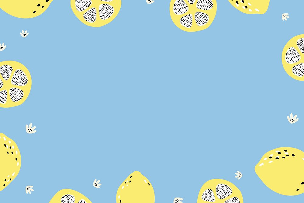 Blue background, lemon frame illustration design