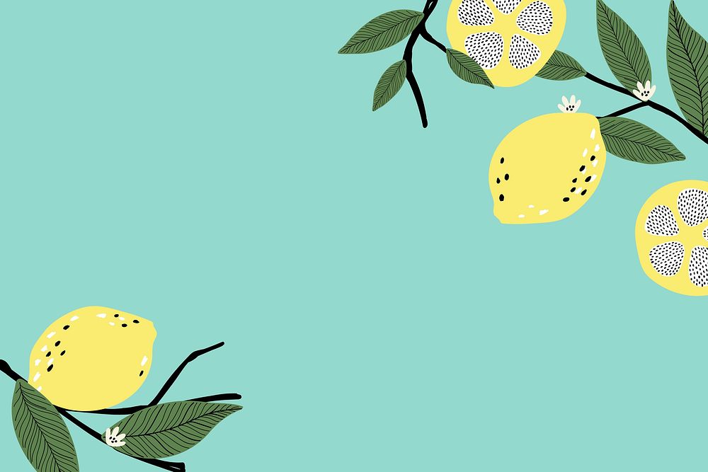 Mint green background, lemon border illustration