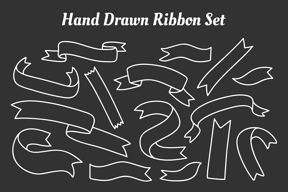 Hand drawn ribbon set vector