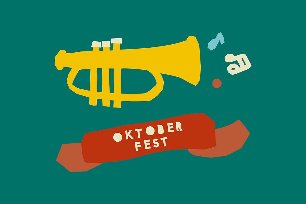 Oktoberfest green poster template with trumpet vector