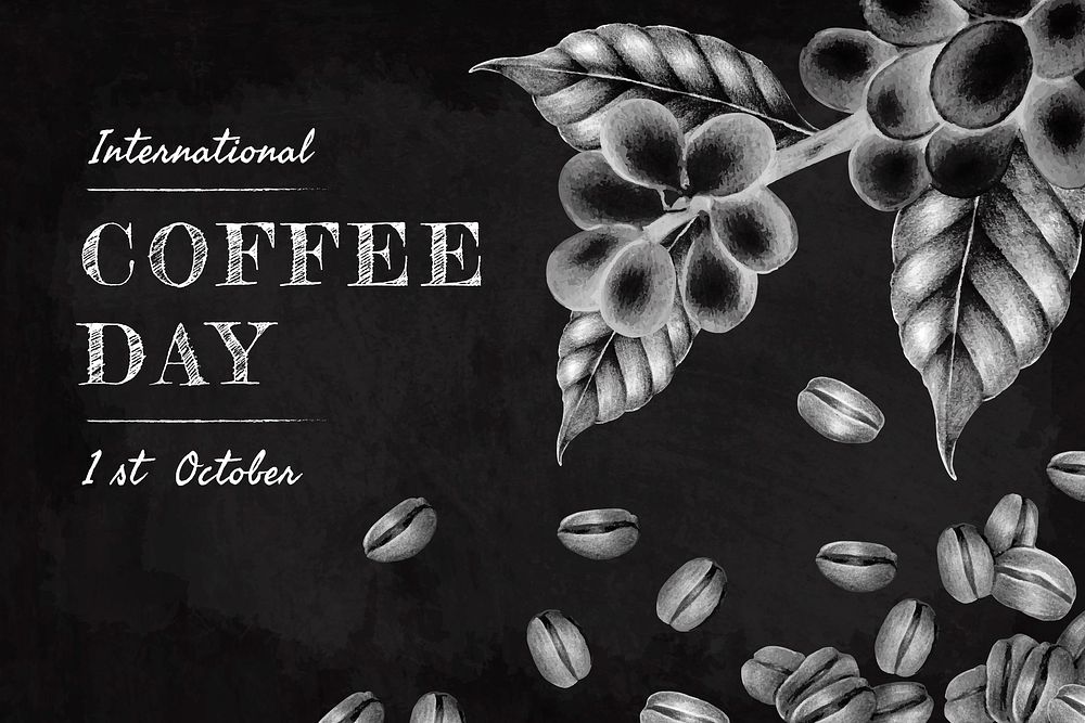 Black international coffee day card design vector
