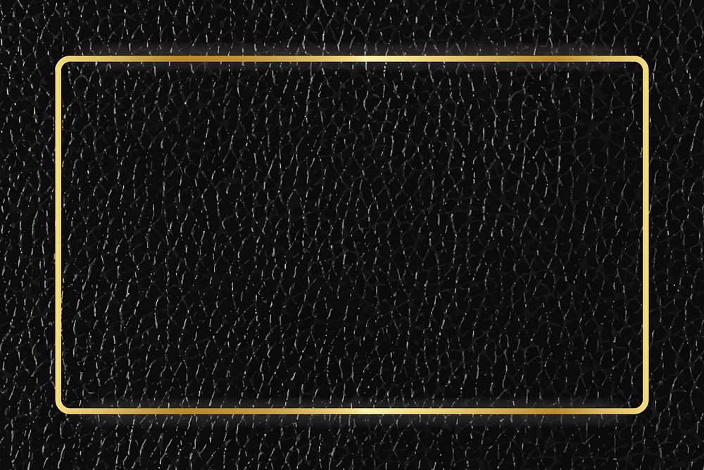 Gold frame on black leather background vector