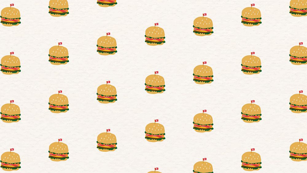 Cute hand drawn burger pattern background
