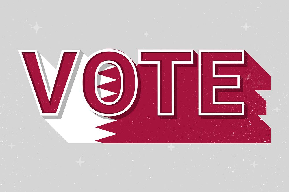 Election vote word Qatar psd flag