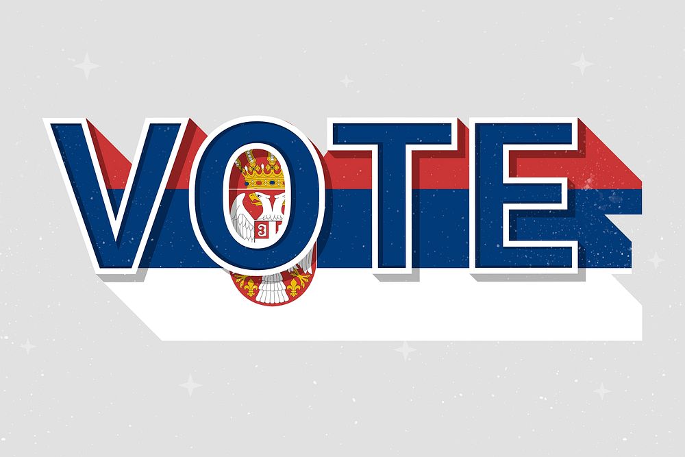 Election vote word Serbia psd flag