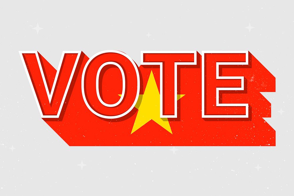 Election vote word Vietnam psd flag