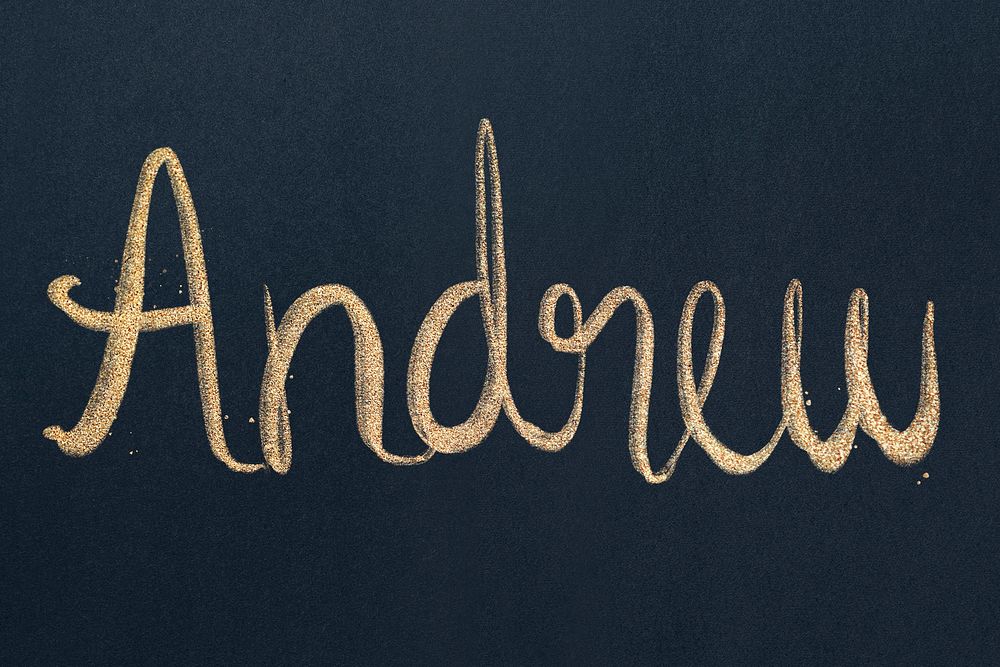 Gold font Andrew name typography