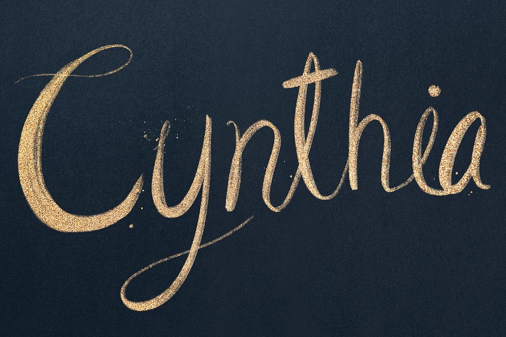 Sparkling gold Cynthia font typography