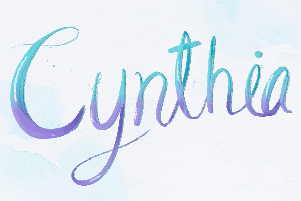 Cynthia female name vector calligraphy font