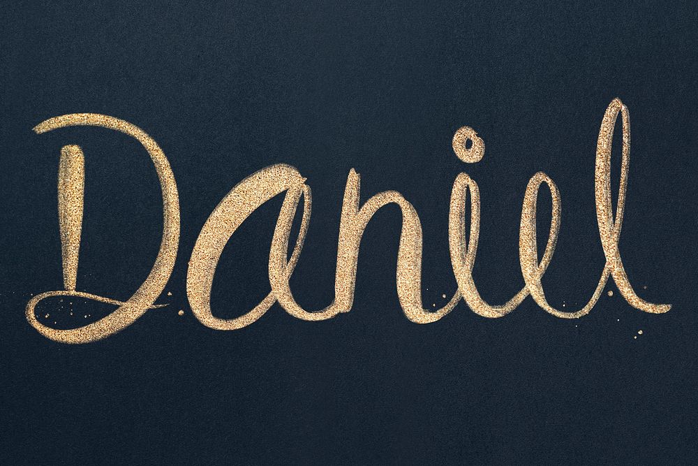 Cursive gold Daniel name font typography
