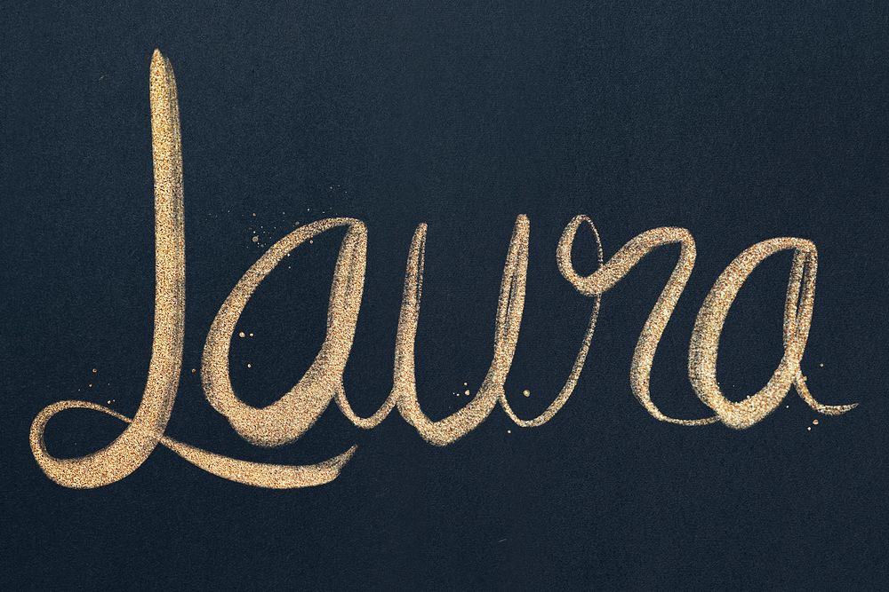Sparkling gold Laura font typography